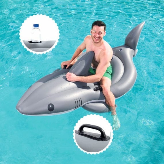 Bestway 2.54m x 1.22m Shark Funday Jumbo Floatie With Cup Holder