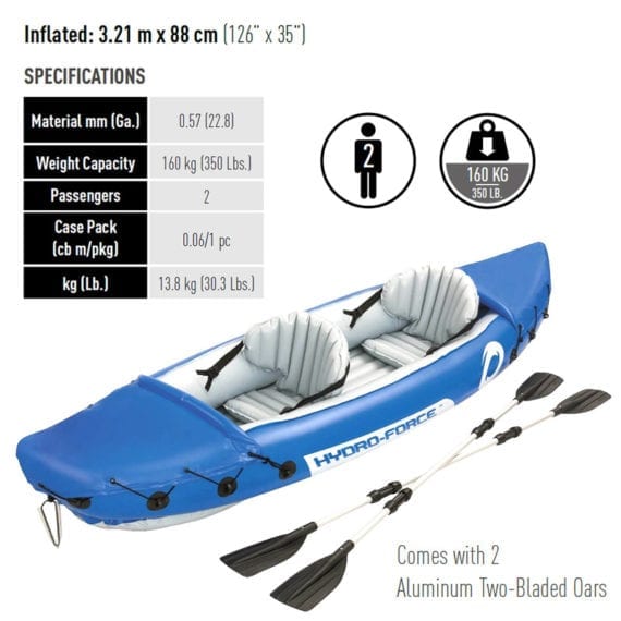 bestway inflatable kayak 3.21m x 88cm hydro-force lite